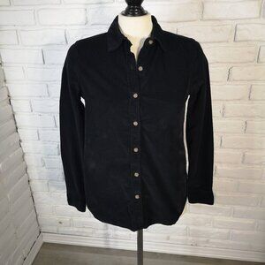 Joe Fresh Ladies Size XS Black Corduroy Button Front & Cuffs Shirt